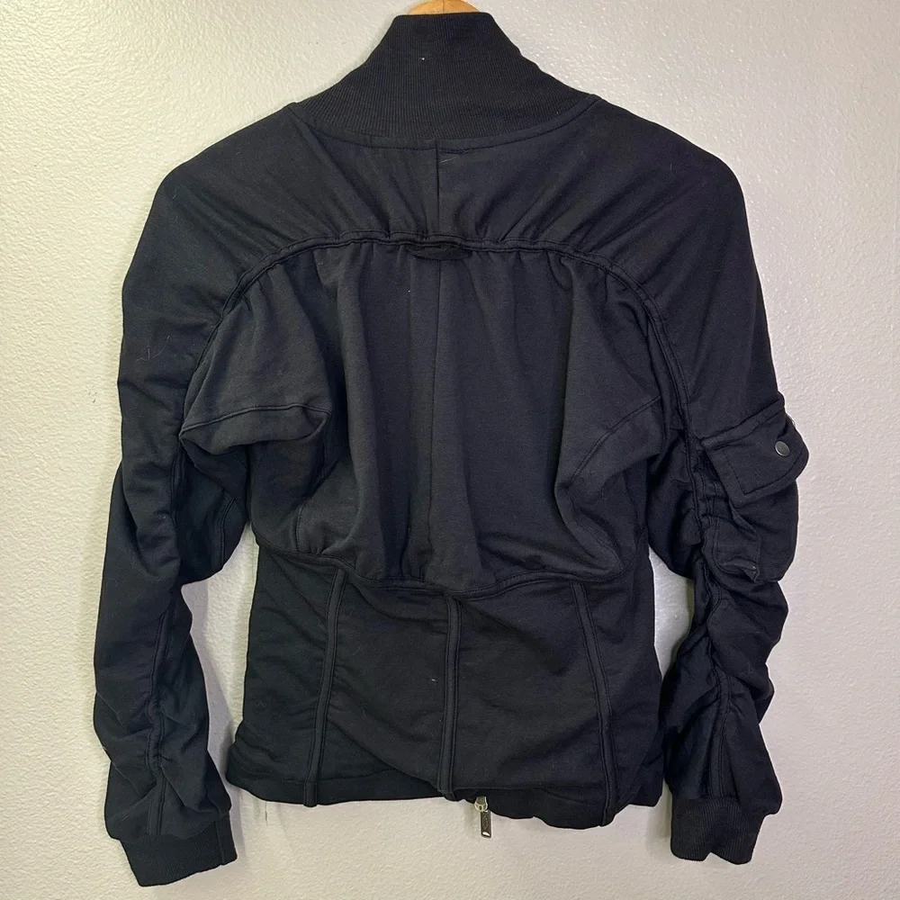 NEW Free People Movement Foundation Ruched Seam Jacket in Black Bomber Jacket